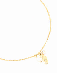 Waterproof Gold Plated Stainless Steel Freshwater Pearl Seahorse Necklace - link has visual effect only