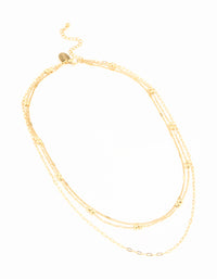 Waterproof Gold Plated Stainless Steel Ball & Chain Layered Necklace - link has visual effect only