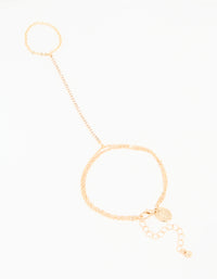 Gold Dainty Layered Hand Chain - link has visual effect only