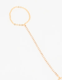 Gold Dainty Layered Hand Chain - link has visual effect only