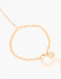 Gold Dainty Layered Hand Chain - link has visual effect only