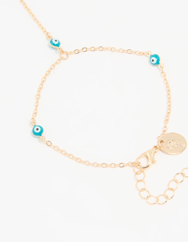 Gold Evil Eye Hand Chain
