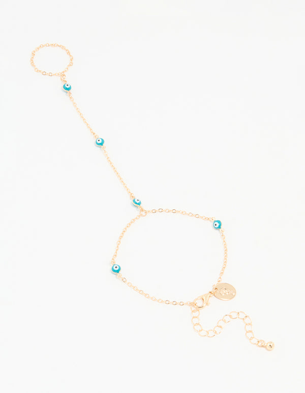 Gold Evil Eye Hand Chain