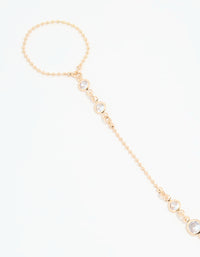 Gold Cubic Zirconia Bezel Hand Chain - link has visual effect only