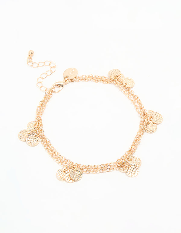 Gold Triple Layered Coin Anklet