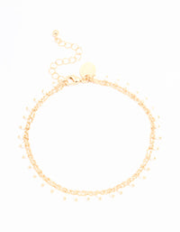 Gold Pearl & Chain Layered Anklet - link has visual effect only