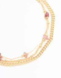 Gold Multicoloured Gemstones Layered Anklet - link has visual effect only