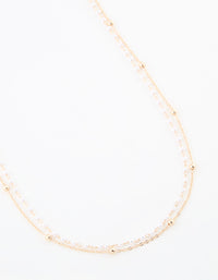 Gold Pearl & Ball Layered Body Chain - link has visual effect only