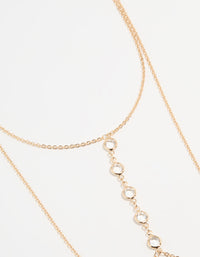 Gold Diamante Dainty Body Chain - link has visual effect only