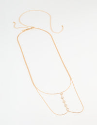 Gold Diamante Dainty Body Chain - link has visual effect only