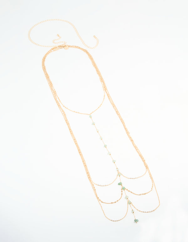 Gold Green Semi Precious Body Chain