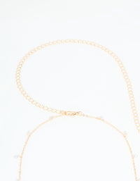 Gold Cubic Zirconia Droplet Waist Chain - link has visual effect only