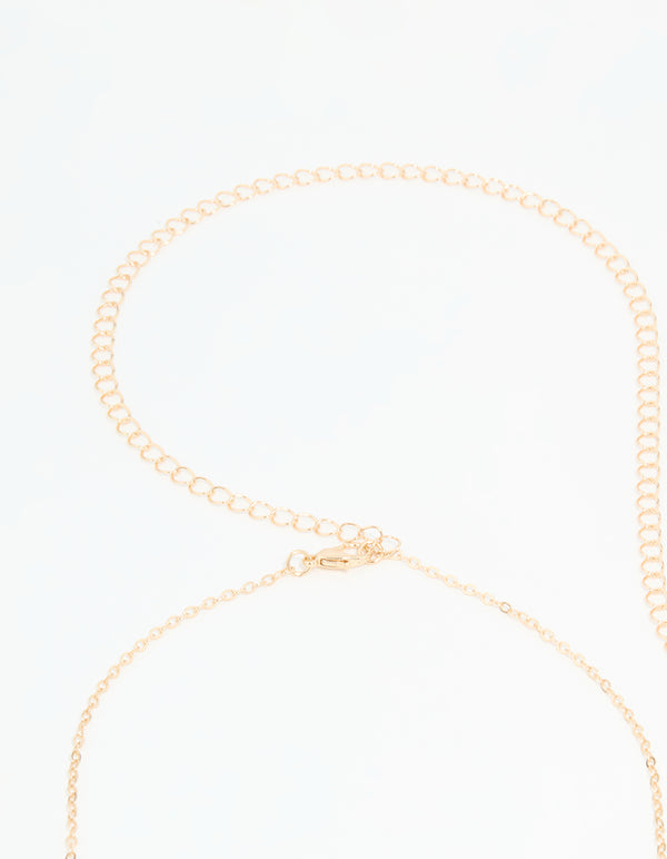 Gold Cubic Zirconia Leaf Waist Chain
