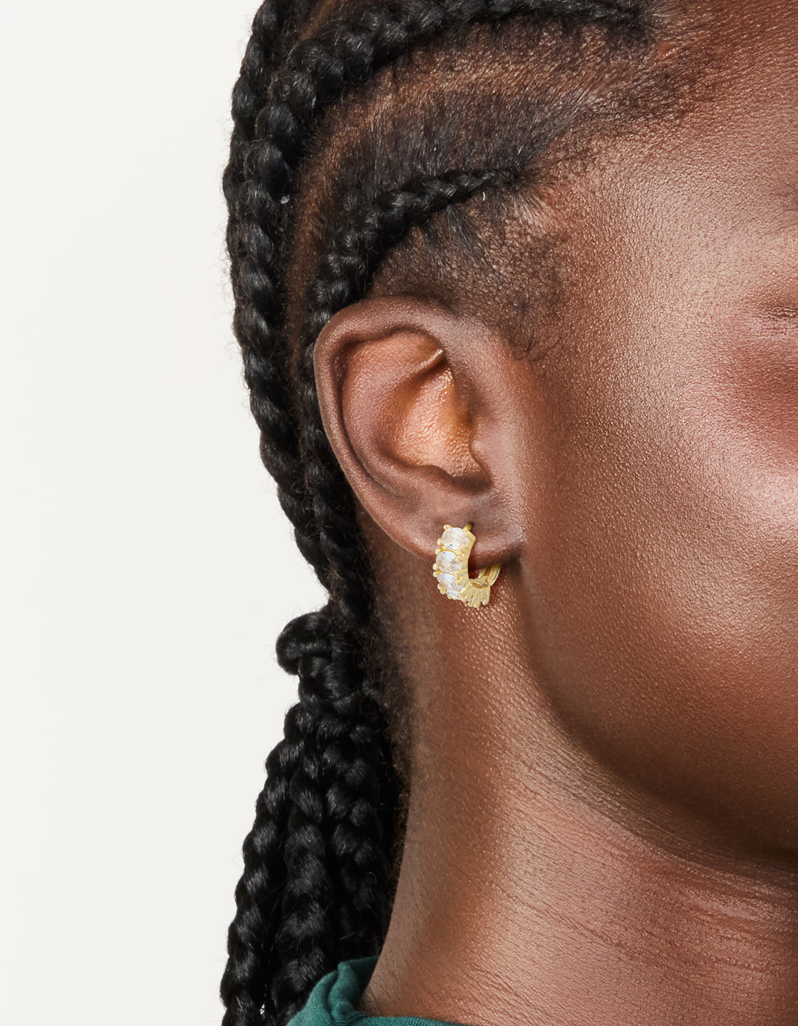 Gold Plated Cubic Zirconia Oval Huggie Earrings