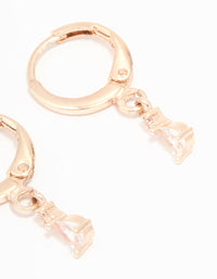 Rose Gold Plated Cubic Zirconia Stud & Huggie Drop Earrings Pack - link has visual effect only