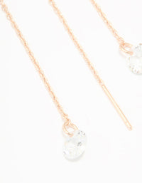 Rose Gold Plated Cubic Zirconia Thread Through Earrings - link has visual effect only