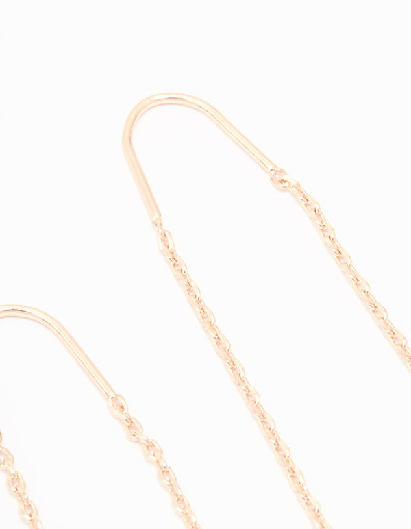 Rose Gold Plated Cubic Zirconia Thread Through Earrings