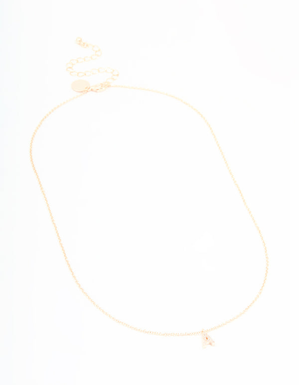 Rose Gold Plated Cubic Zirconia Letter A Necklace