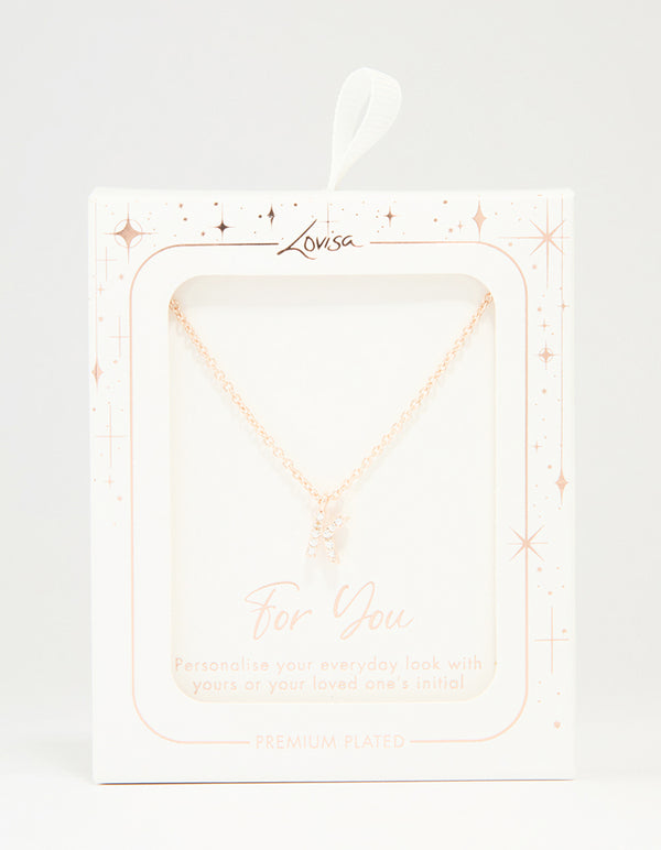 Rose Gold Plated Cubic Zirconia Letter K Necklace