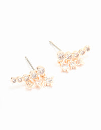 Rose Gold Plated Cubic Zirconia Bezel Crawler Stud Earrings - link has visual effect only