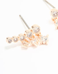 Rose Gold Plated Cubic Zirconia Bezel Crawler Stud Earrings - link has visual effect only