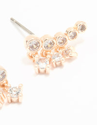 Rose Gold Plated Cubic Zirconia Bezel Crawler Stud Earrings - link has visual effect only