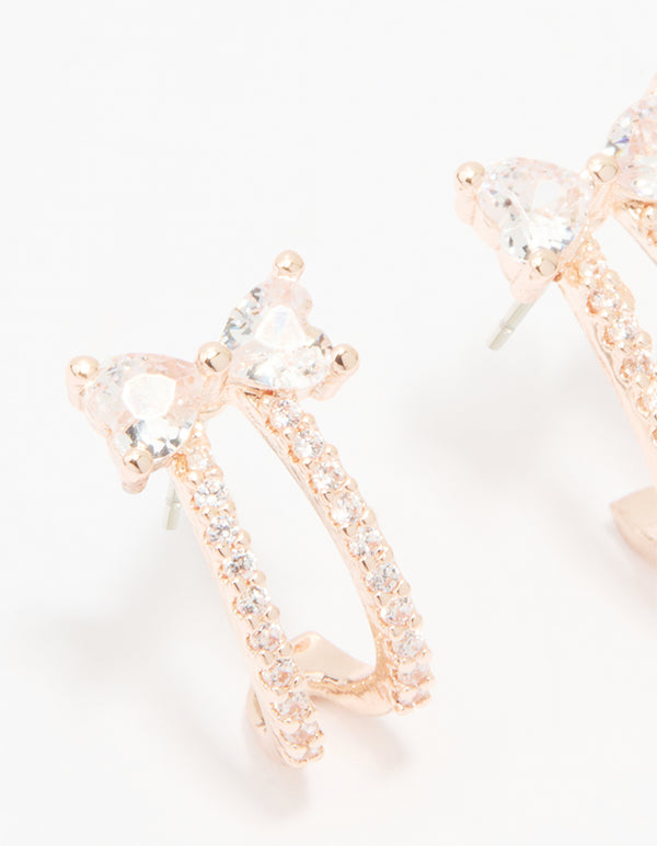 Rose Gold Plated Cubic Zirconia Butterfly Jacket Earrings