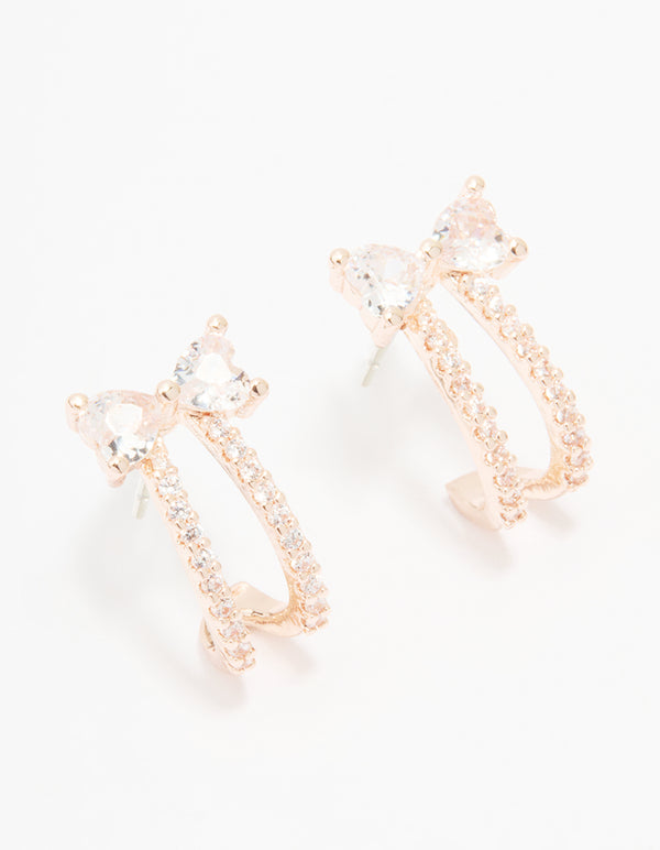Rose Gold Plated Cubic Zirconia Butterfly Jacket Earrings