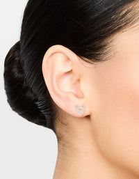 Rose Gold Plated Cubic Zirconia Bow & Heart Stud Earrings - link has visual effect only