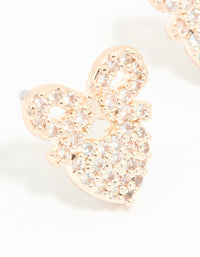 Rose Gold Plated Cubic Zirconia Bow & Heart Stud Earrings - link has visual effect only