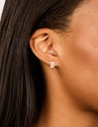 Rose Gold Plated Cubic Zirconia Double Row Stud Earrings - link has visual effect only