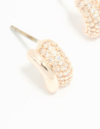 Rose Gold Plated Cubic Zirconia Double Row Stud Earrings - link has visual effect only