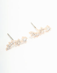 Rose Gold Plated Cubic Zirconia Flower Swirl Stud Earrings 3-Pack - link has visual effect only