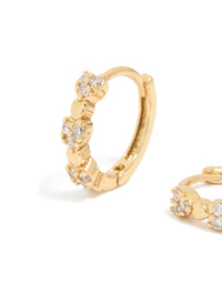 Gold Plated Cubic Zirconia Mini Heart Huggie Earrings - link has visual effect only