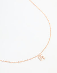 Rose Gold Plated Cubic Zirconia Letter M Necklace - link has visual effect only