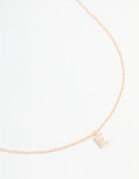 Rose Gold Plated Cubic Zirconia Letter E Necklace - link has visual effect only