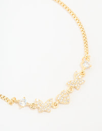 Gold Plated Cubic Zirconia Butterfly & Heart Toggle Bracelet - link has visual effect only