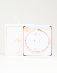 Rose Gold Plated Cubic Zirconia Tennis Bracelet & Drop Earrings Set - link has visual effect only