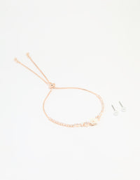 Rose Gold Plated Cubic Zirconia Acrylic Flower Toggle Bracelet & Earrings Set - link has visual effect only