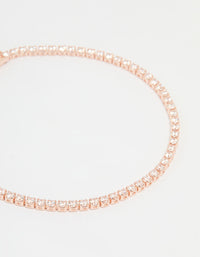 Rose Gold Plated Cubic Zirconia Small Baguette Tennis Bracelet & Earrings Set - link has visual effect only