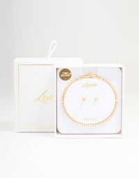 Gold Plated Cubic Zirconia Small Tennis Bracelet & Earrings Set - link has visual effect only