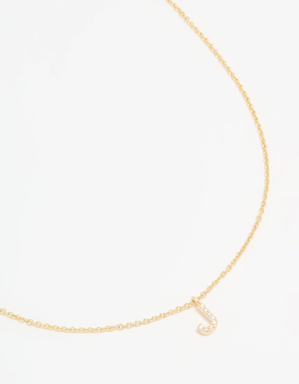 Gold Plated Cubic Zirconia Letter J Necklace