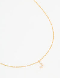 Gold Plated Cubic Zirconia Letter J Necklace - link has visual effect only