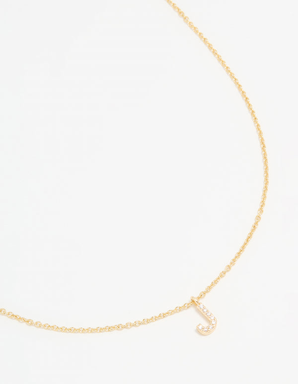 Gold Plated Cubic Zirconia Letter J Necklace