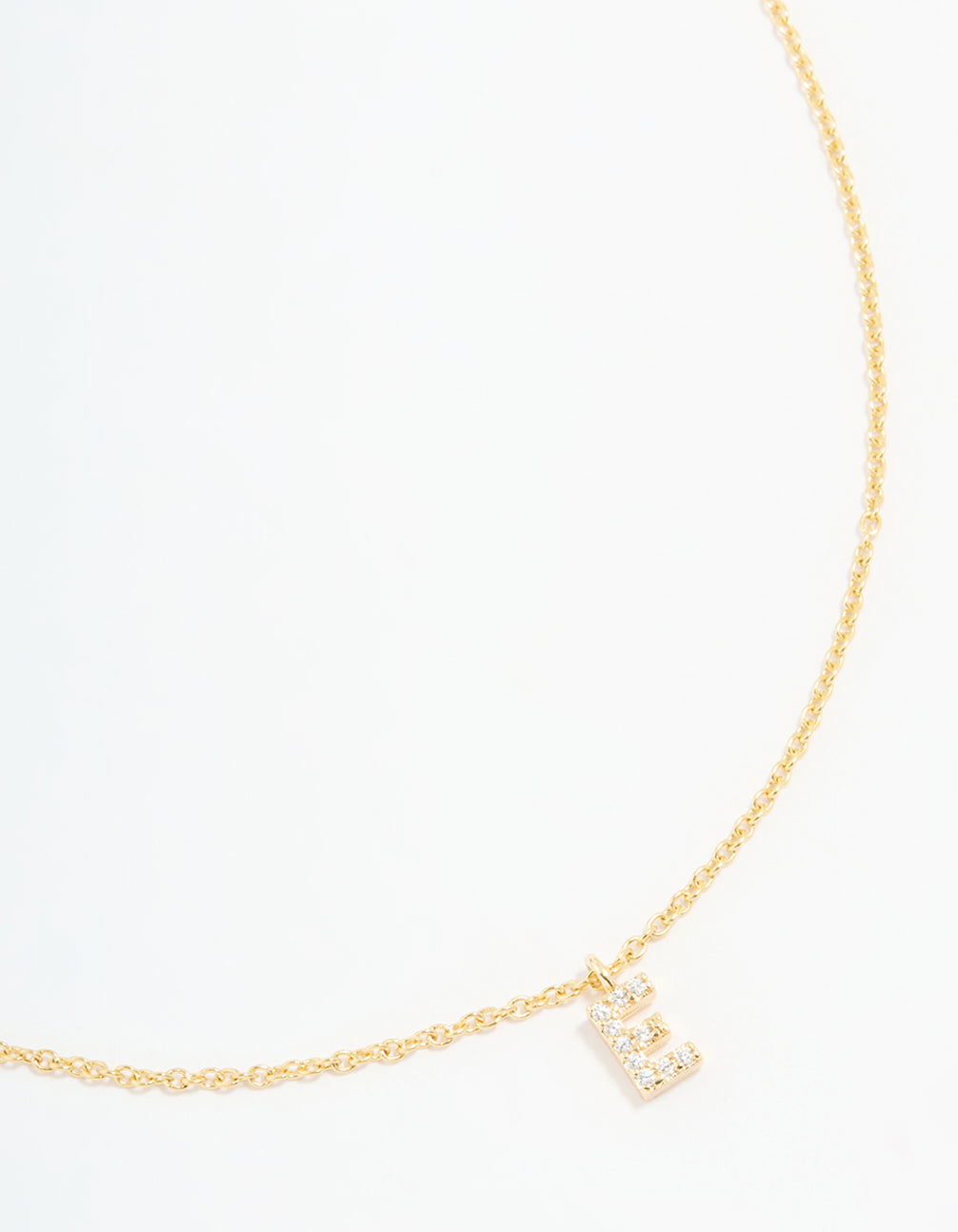 Gold Plated Cubic Zirconia Letter E Necklace