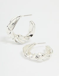 Silver Thick Twisted Hoop Earrings - link has visual effect only