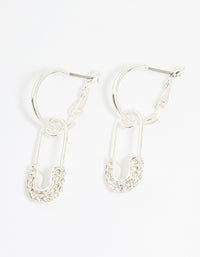 Silver Diamante Paperclip Huggie Earrings - link has visual effect only