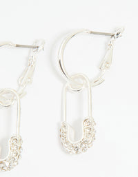 Silver Diamante Paperclip Huggie Earrings - link has visual effect only
