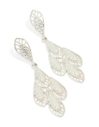 Silver Filigree Leaf Drop Earrings - link has visual effect only