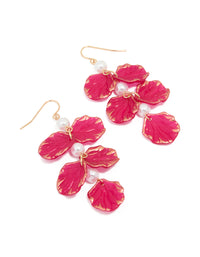 Gold Pearl Pink Petal Drop Earrings - link has visual effect only